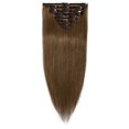 thumbnail image 1 of Extensions de Cheveux Humains Remy 100 % à Clip, Cheveux Humains Lisses et Soyeux, 7 Pcs, 15 clips, 1 of 6