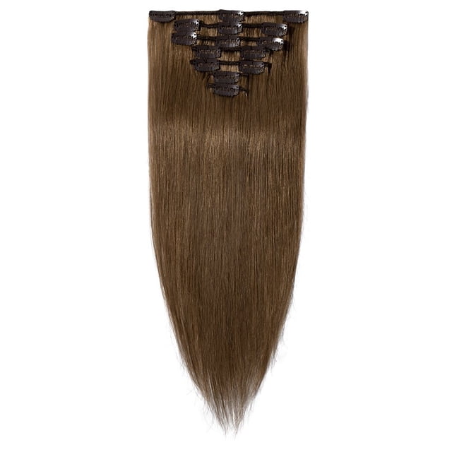 Extensions de Cheveux Humains Remy 100 % à Clip, Cheveux Humains Lisses et Soyeux, 7 Pcs, 15 clips