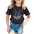 thumbnail image 1 of GDREDA Vêtements Fille T-Shirt Décontracté à Manches Courtes à Col Rond avec Imprimé de Pâques Mignon pour Fille Haut Mignon pour Filles Noir, 4-5 Ans, 1 of 3