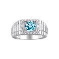 thumbnail image 1 of RYLOS Men's Ring 14K White Gold Ring, 7MM Round Shape Gemstone Designer Style Rings Blue Topaz December Birthstone Rings Gold Size 11, 1 of 7