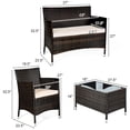 thumbnail image 2 of Gymax Ensemble de Conversation en Rotin pour Patio 4 Pcs, Extérieur, avec Coussin Brun, 2 of 10