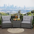 thumbnail image 1 of Gymax 3PCS Patio Rattan Sofa Set Outdoor Wicker Conversation Set Glass Tabletop w/ Grey Cushion, 1 of 10