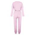 thumbnail image 4 of Mrat Summer Sets Women 2 Piece Outfits 2 Piece Jogging Sets Solid Polyester Long Sleeve Sweatsuits Sets Two Piece Track Suits Drawstring High Waist Pants Set Comfy Outfits G-Pink L, 4 of 5