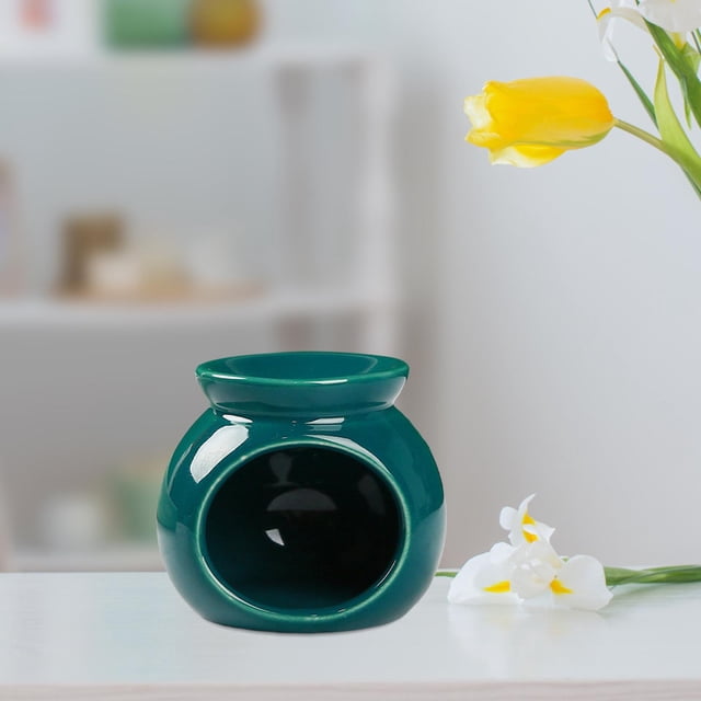 Ceramic Essential Oil Burner Melt Burner for Bathroom Meditation Kitchen Green