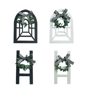 AKEGAMN Creative Vintage Rural Farmhouse Style Window Frame Ladder Ornament: Wooden Frame Design For A Warm And Retro Wall Decoration Adding Fun And To Your Combination of Window Frame and Ladder：In