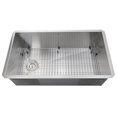 thumbnail image 1 of Nantucket Sinks ZR3218-OSD Évier de Cuisine Encastré sous le Bol Simple de 32 Pouces Pro Series avec Drain Déporté, Acier Inoxydable, 1 of 4