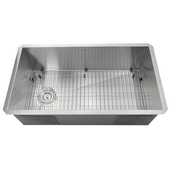 Nantucket Sinks ZR3218-OSD 32-Inch Pro Series Single Bowl Undermount Kitchen Sink with Offset Drain, Stainless Steel