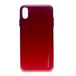 TopSave Goospery Sky Slide PC+TPU Hidden Slide Down Card Holder Bumper Case For iPhone XR(6.1"), Red