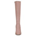 thumbnail image 2 of Unique Bargains Bottes Hauteur Genou à Talon Bloc à Bout Rond pour Femmes Rose Poussière 6, 2 of 7