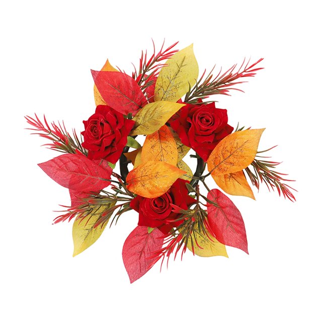 Candle Wreath Decorative Artificial Rose Wreath Fall Farmhouse Wreath for