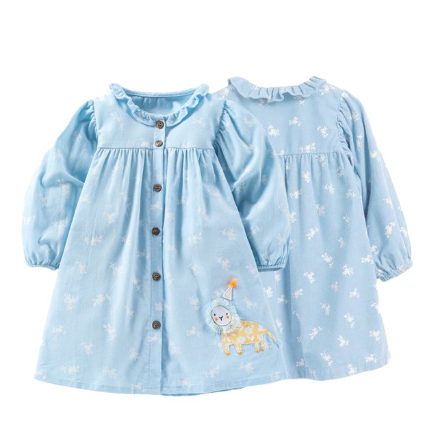 Robe d'Automne Hiver pour Bébé Fille Robe en Velours Côtelé Manches Longues pour 1-8 Ans