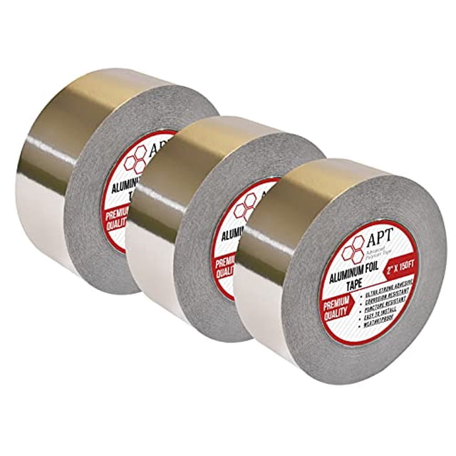 APT, Ruban en Papier D\'aluminium, Ruban Anti-Poussière CVC Robuste pour Scellement, Isolation, Réparation et Plus d'Application, 2 Pouces x 165 Pieds, 3 Rouleaux/paquet