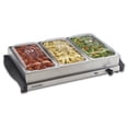 thumbnail image 1 of Proctor Silex Serveur buffet et plaque chauffante triple avec 3 bacs en acier inoxydable, 2,5 pte chacun, 300 W, 34300RG, 1 of 5
