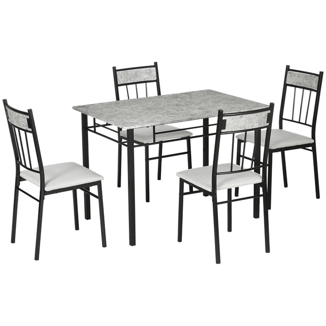HOMCOM Kitchen Table and Chairs Set Modern Dining Table Set Set of 5