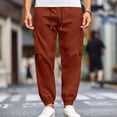 thumbnail image 2 of Dagugfen Mens Cargo Pants Fall Winter High Waist Drawstring Fitting Outdoor Camping Hiking Pants Pockets, 2 of 7