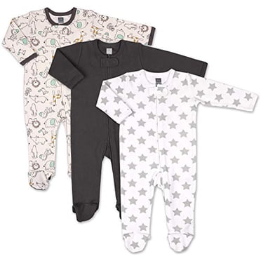 The Peanutshell Safari Ensemble de 3 Dormeuses pour Bébés Garçons 6 m Noir