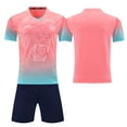 thumbnail image 2 of Custom Football Kit Set for Adult and Child, Name Number Team Logo DIY Family Match Personalized Jersey Shirt Shorts Set, Dad and Son Matching Outfits Pink L, 2 of 6