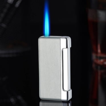 Vadktai Portable Brightfire, 2pc Turbine Jet Bright Fire Lighter, Windproof Straight Torch Blue Flame Lighter, Wind Resistant Bright Fire Lighter, Torch lighters Butane refillable for Men