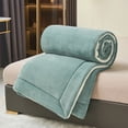 thumbnail image 4 of HOARBOEG Double Layer Thickened Fleece Blanket,Solid Multifunctional Bed Blankets,Full Size Microfiber Travel Throw Blankets,Winter Soft Fluffy Warm Static-Free Sofa Blanket (150 * 200cm, Blue), 4 of 7