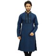 thumbnail image 1 of Atasi Chemise Tunique Décontractée pour Homme à Col Mandarin en Coton Bleu Long - Moyen, 1 of 7