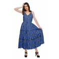thumbnail image 2 of Moomaya Robe Longue Maxi pour Femmes en Coton Imprimé à Bretelles Spaghetti et Col en V, 2 of 6
