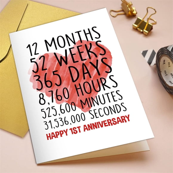 Happy 1st Anniversary Card for Him Her, First Wedding Anniversary Greeting Card, Funny One Year Together Anniversary Card ,Anniversary Card Gift for Him Her, Romantic Anniversary Card Gifts
