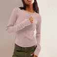 thumbnail image 2 of Yuyuzo Women's Ribbed Knit Tops Long Sleeve Crewneck Slim Tight T Shirts 2025 Basic Solid Color Tees, 2 of 7