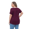 thumbnail image 3 of FOLUNSI Women's Plus Size Summer Tops Short Sleeve Lace Pleated Blouses Tunic Tops M-4XL, 3 of 6