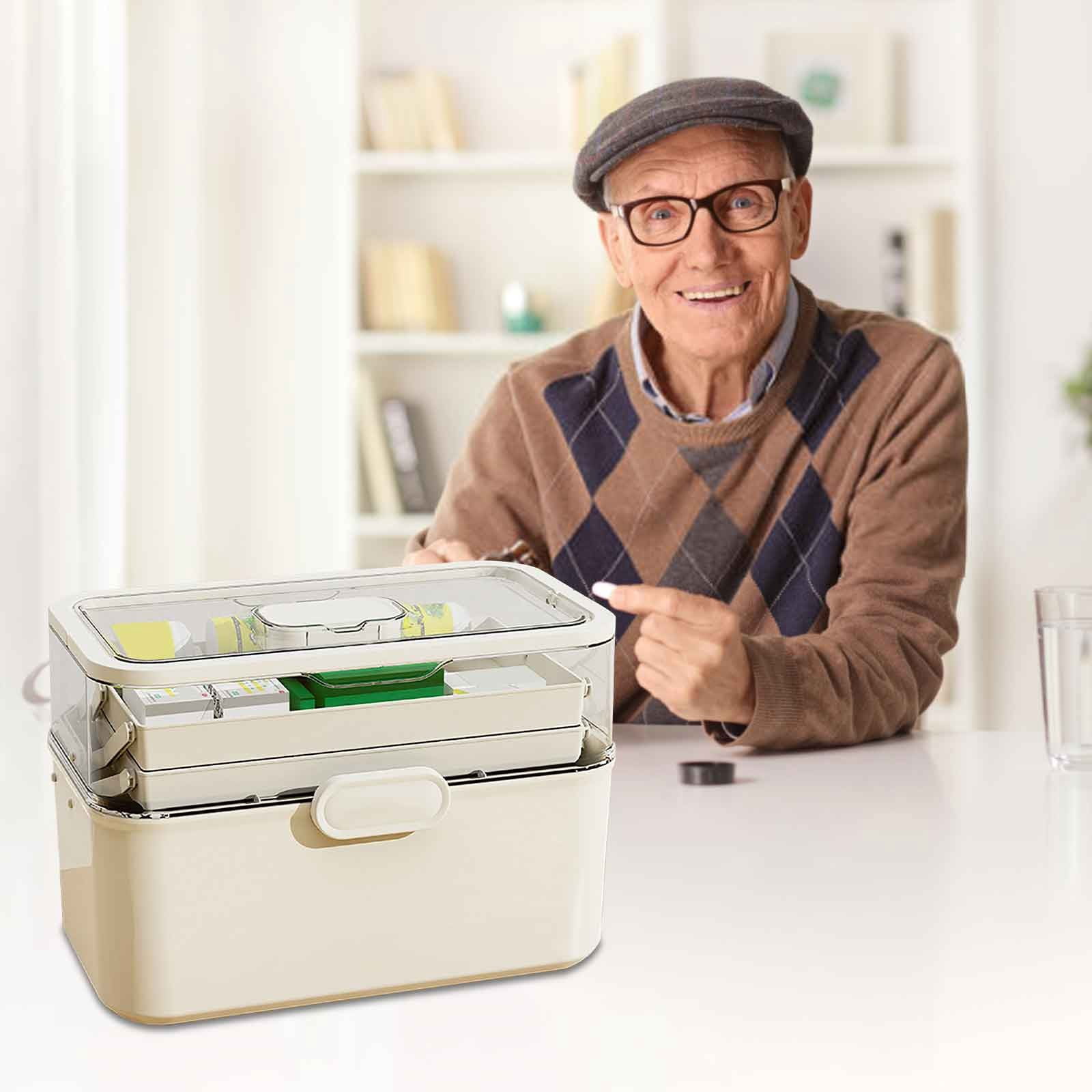 Yannianjz Storage Box, Multi-Layer Transparent Large-Capacity Household Organizer, Pill Box with Compartments for Medications, First Aid Kits, Travel