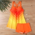 thumbnail image 4 of UPPADA Womens Plus Size Two Piece Tankini Swimsuits Twist Front High Waist V Neck Swimwear Floral Tummy Control Modest Bathing Suits with Bottom Swimsuit Top Tankini Orange,S, 4 of 6