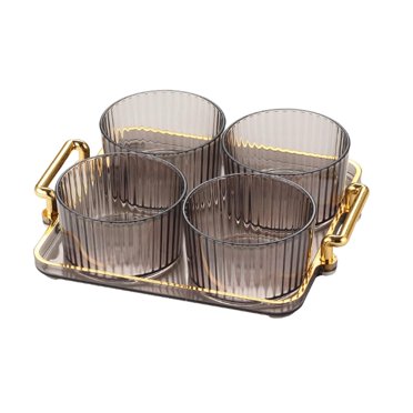 GUOOL Plateau de Service Divisé pour Dîners en Famille et Fêtes de Vacances, Assiette de Fruits Secs 4 Compartiments Gris