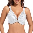thumbnail image 2 of fheaev Summer Savings Clearance Front Closure Bras For Women Full Coverage Plus Size Bralette Bra Women's Solid Color Lace Bra Front Button Large Size Steel Ring Underwear Women Daily Bras, 2 of 9