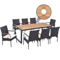 thumbnail image 2 of Gymax 9 PCS Outdoor Metal Dining Table & Rattan Chairs w/ Acacia Wood Table, 2 of 10
