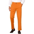 thumbnail image 1 of INSPIRE CHIC Men's Slim Fit Trousers Flat Front Solid Color Business Pants 38 Orange, 1 of 7