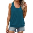 thumbnail image 2 of Weiqiqre T-Shirts pour Femmes Débardeurs d'Été Coupe Ample Plissés Col Rond Chandails Décontractés Sans Manches Bas à Bande, 2 of 7