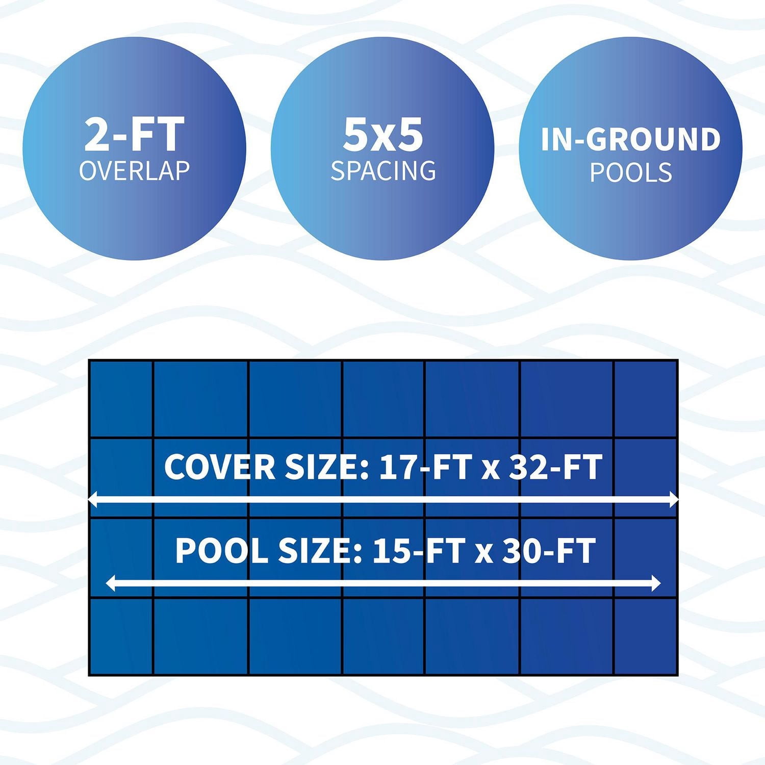 Couvre piscine rectangulaire pour piscine creusée, 4,5 m X 9,1 m