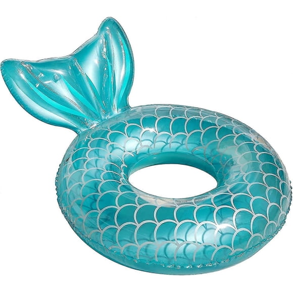 Bouée Sirène pour Piscine, Bouée Gonflable de Natation Sirène avec Anneau Flottant, Bouée de Lit pour Piscine, Tube Queue de Sirène Clignotant pour Fête Aquatique Adulte Été Plage Bouée de Piscine_Perfect Gift