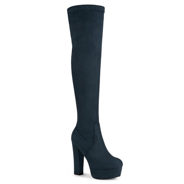 Unique Bargains Bottes Cuissardes à Plateforme à Talon Bloc pour Femmes