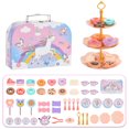 thumbnail image 1 of 48Pcs Toy Tea Set for Little Girls Afternoon Tea Set Toy Interactive Pretend Party Tea Set Toy Reusable Simulation Teacup Toy Including Teapot Cups Candy Desserts Tea Party Set Toy for Ki, 1 of 11