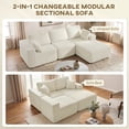thumbnail image 4 of HOMCOM Canapé Sectionnel Modulaire, Canapé en L avec Assise Profonde, Blanc Crème, 4 of 10