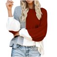thumbnail image 1 of Rbaofujie Chandails pour Filles Mode pour Femmes Chandail Ample Uni Manches Longues Col Rond Haut Chandail Rouge Chandails à Capuchon pour Ados, 1 of 3
