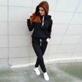 thumbnail image 2 of Femmes 2PCS Ensemble Long Dessin Sangles Slim-Fit Sweatshirt et Pantalon de Survêtement Ensemble, 2 of 5