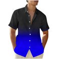 thumbnail image 3 of Hot6sl Économies d'Été Liquidation Chemisier & Chemise à Manches Courtes Col Rabattu, Chemise Décontractée Mode Homme Col Rabattu Imprimé Dégradé Manches Courtes Bouton Chemisier, Chemisier Polyester HommeBleu,L, 3 of 5