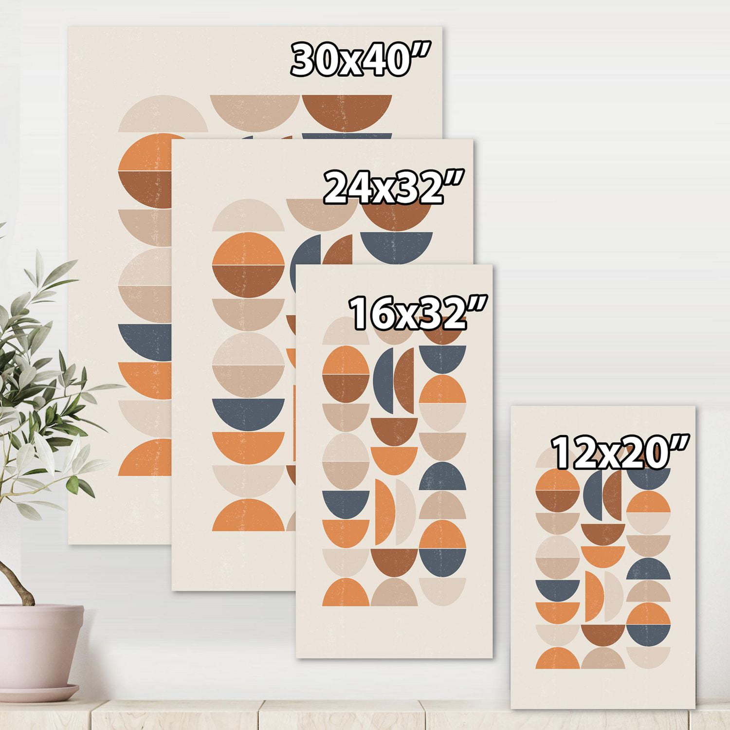 Designart Soleil abstrait et lune S en bleu et orange Art mural sur toile