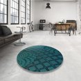 thumbnail image 4 of Ahgly Company Tapis d'Intérieur Ronds Transitionnels Lavables à la Machine Vert Sarcelle Profond, 3 Pieds Rond, 4 of 7