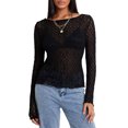 thumbnail image 2 of Faithtur Femmes Pures Crop Tops Manches Longues Équipée de Dentelle Courte Sortir Tops pour la Fête, 2 of 9