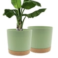 thumbnail image 1 of QCQHDU 2 Pack Plant Pot, Green Plastic Indoor Planter With Drainage Holes And Removable Base, 1 of 6