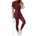 thumbnail image 1 of Women's Trousers Casual Lapel Button Button Printed Belt Cargo Jumpsuit, 1 of 1
