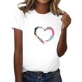 thumbnail image 1 of B91xZ Womens T Shirts T-Shirt Imprimé Mi-Longueur Manches Courtes Col Rond Décontracté Tops, Rose TG, 1 of 3