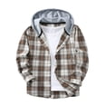 thumbnail image 1 of Ceisia Chemise à Capuche à Manches Longues pour Homme, Décontractée, à Carreaux Patchwork, Boutonnée, Cadeau, 1 of 9